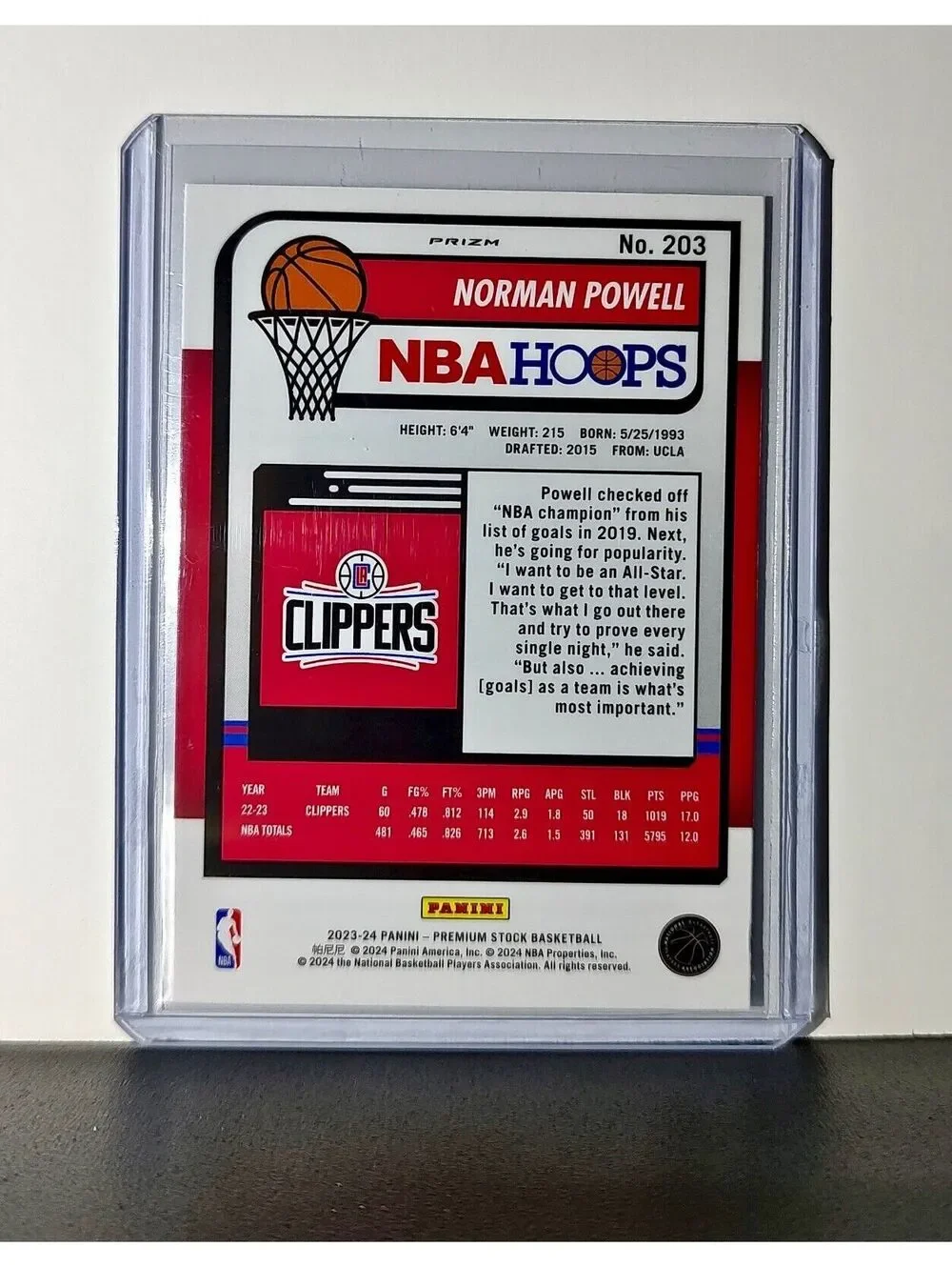 Norman Powell 2023-24 Panini Premium NBA Hoops #203 Pulsar Prizm Clippers
